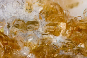 Close-up photograph of a clinoptilolite mineral specimen from California.