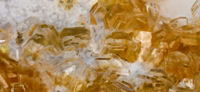 Close-up photograph of a clinoptilolite mineral specimen from California.